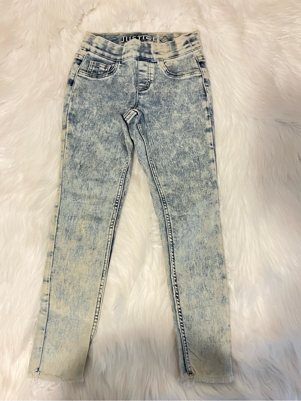 Justice Girls' Light Blue Acid Wash Skinny Jeans Size 7 NWOT